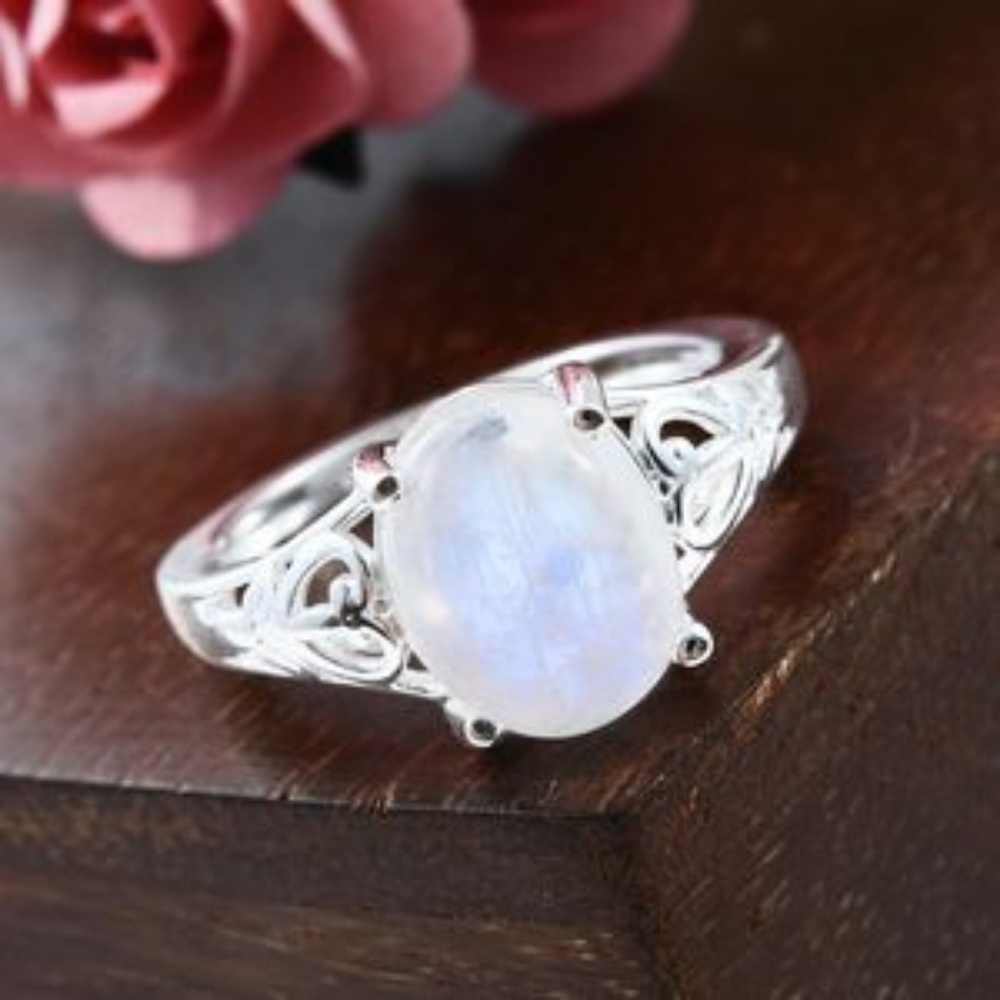 Rainbow Moonstone Ring in Sterling Silver - Picture 6 of 6